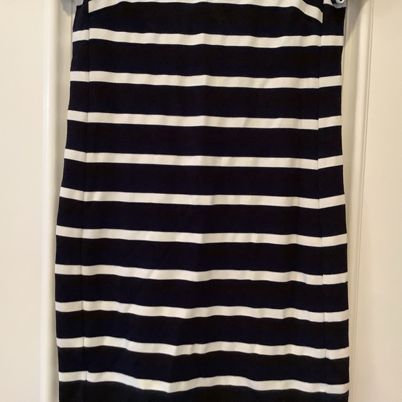 Ann Taylor Loft Navy Blue and White Striped Dress Size Small Short Sleeves - Picture 3 of 9
